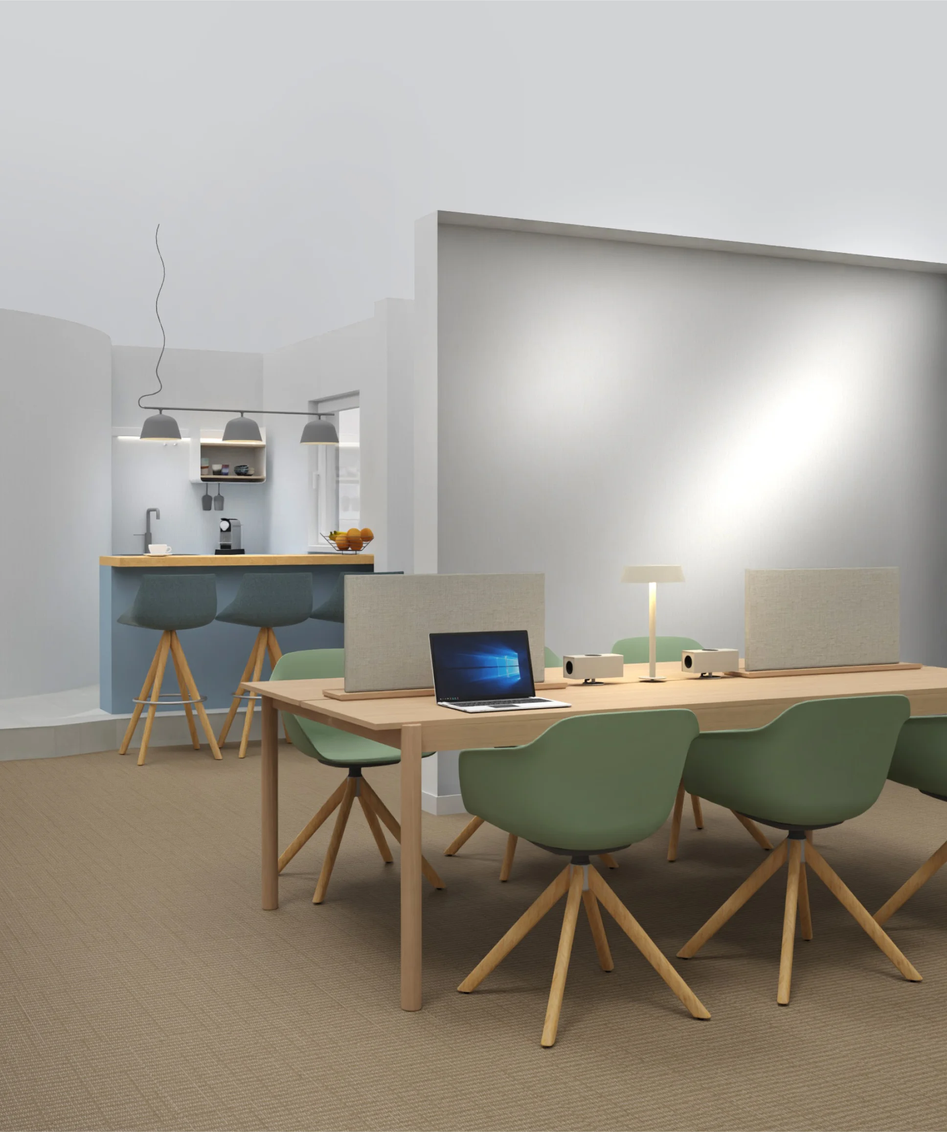 #hauszumwald Modernes, minimalistisch eingerichtetes Besprechungs- oder Beratungszimmer von Haus zum Wald #coworkingbadwörishofen. #coworking